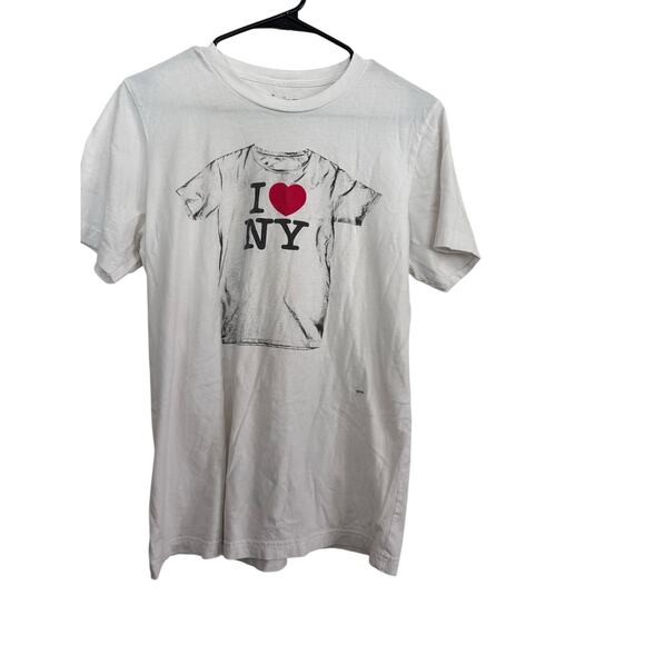 Paste Women's White I Love New York Crew Neck Short Sleeves T-Shirt Size Medium - Picture 1 of 5
